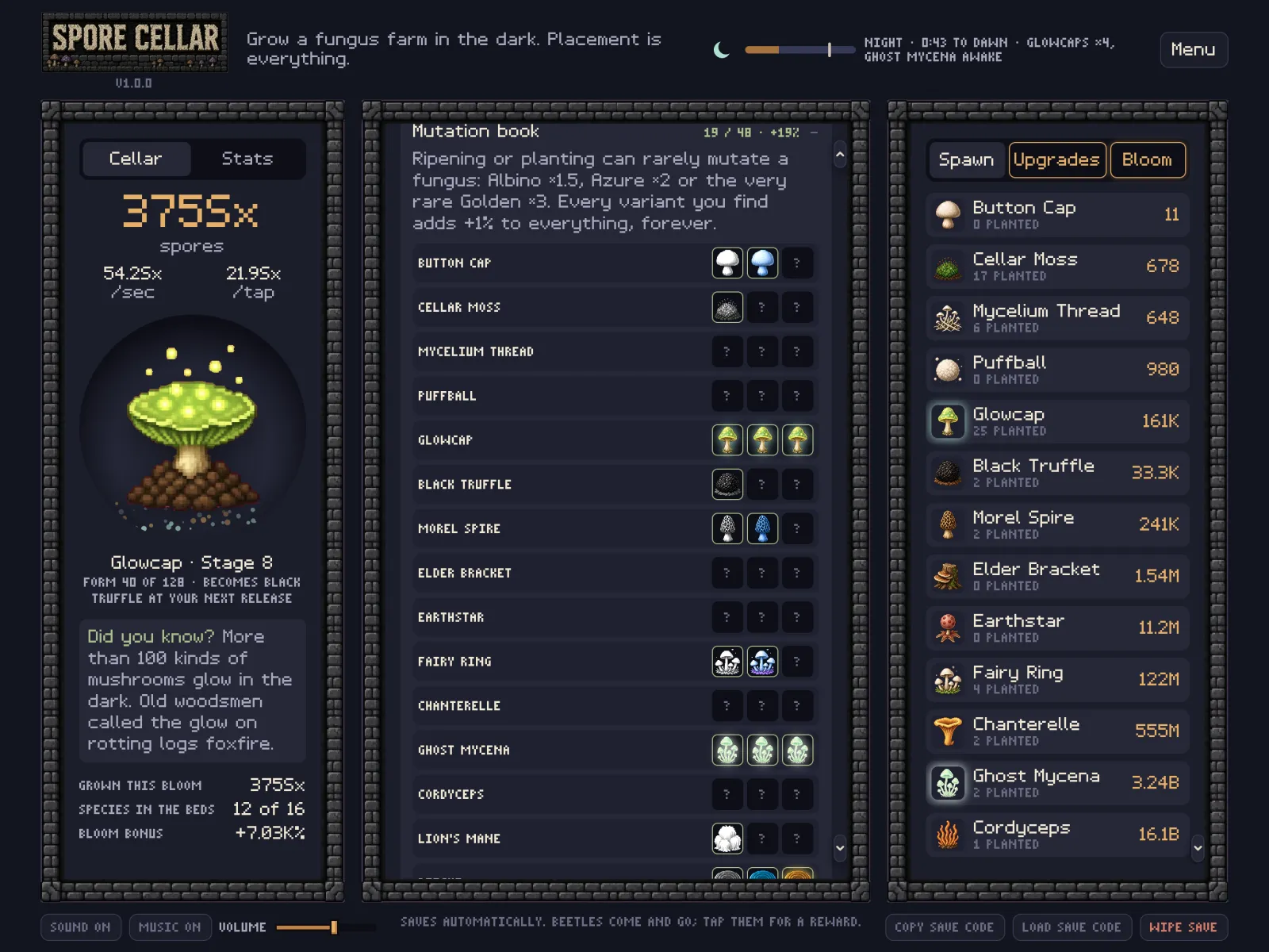 The Mutation Book with golden, azure and albino variants